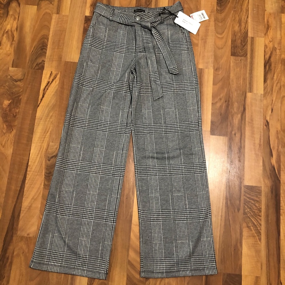Plaid wide leg pants; size medium